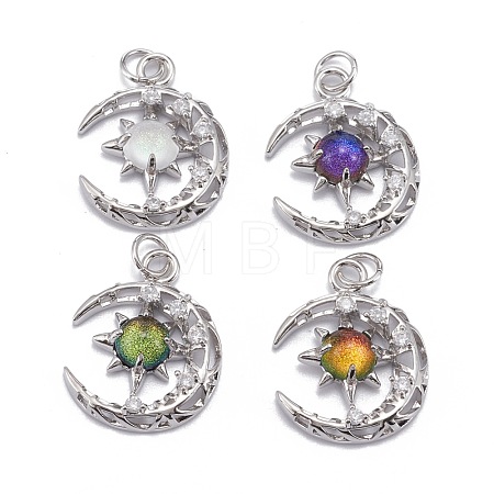Brass Micro Pave Clear Cubic Zirconia Glass Pendants ZIRC-C024-06P-1