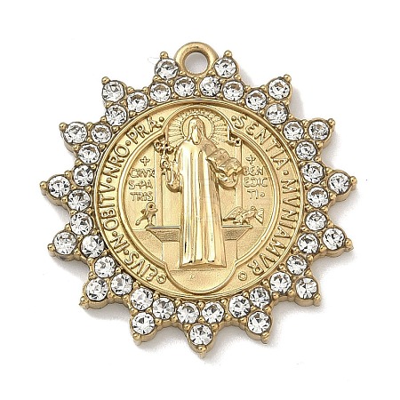 304 Stainless Steel & Rhinestone Pendants STAS-G371-09A-01G-1