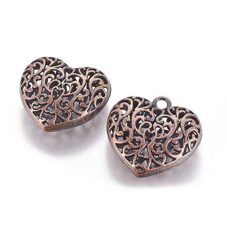 Hollow Tibetan Style Alloy Heart Pendants TIBEP-S095-R-NR-1