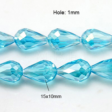 Electroplate Glass Faceted teardrop X-EGLA-D015-15x10mm-22-1