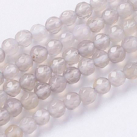 Natural Grey Agate Beads Strands X-G-G580-4mm-08-1