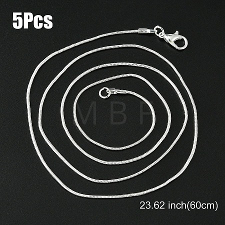 Brass Round Snake Chain Necklace with Lobster Claw Clasps MAK-YW0001-14E-1