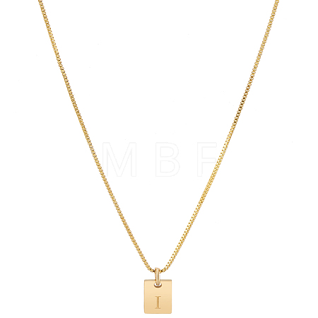 1Pc Stainless Steel Letter Rectangle Pendant Necklaces NJEW-LP0001-34I-G-1
