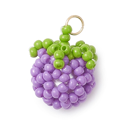 Glass Seed Beaded Tomato Pendants PALLOY-MZ01081-05-1