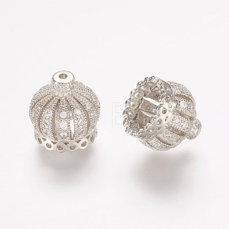 Brass Micro Pave Cubic Zirconia Beads ZIRC-K063-14P-1