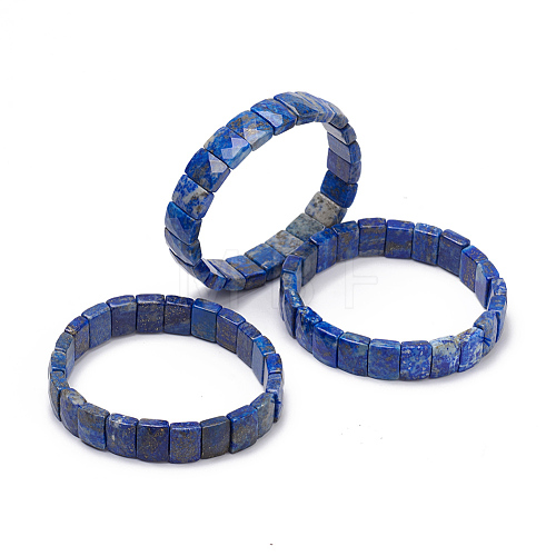 Natural Lapis Lazuli Gemstone Stretch Bracelets BJEW-F406-B05-1