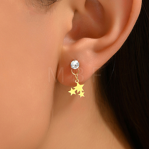 Elegant Crystal Earrings with Gold Plating and Diamond Inlay for Women EX8804-1