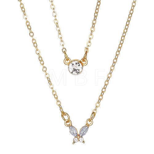 Alloy Crystal Rhinestone Double Layer Necklaces PW-WGE57FA-04-1