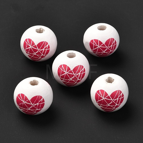 Printed Wood European Beads WOOD-F011-03A-1