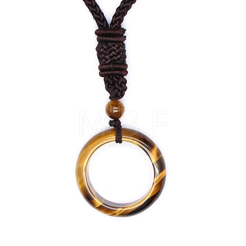 Natural Tiger Eye Pendant Necklaces PW-WG76159-01-1