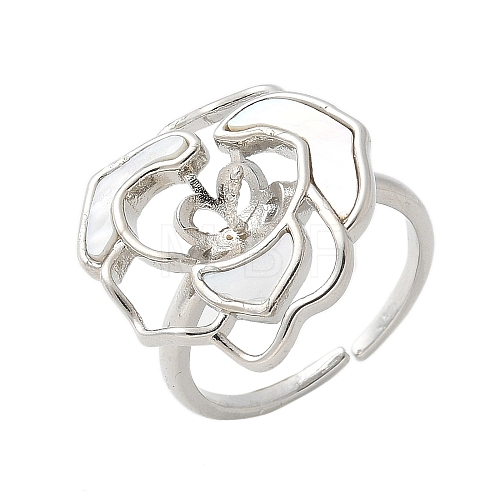 Flower Brass Shell Cuff Ring Settings KK-K297-01P-1