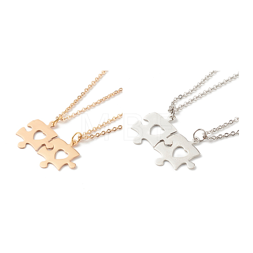 304 Stainless Steel Puzzle Piece Pendant Necklaces Sets NJEW-JN03516-1