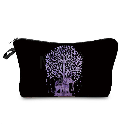 Tree & Elephant Pattern Polyester Waterpoof Makeup Storage Bag TREE-PW0003-27B-1