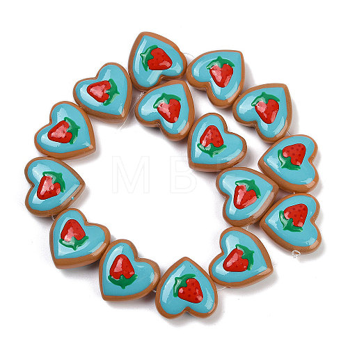 Handmade Heart Lampwork Beads Strands LAMP-P069-04A-01-1