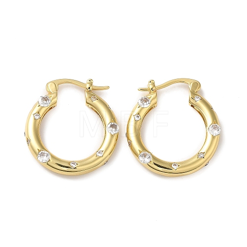 Cubic Zirconia Hoop Earrings EJEW-Z019-23B-G-1