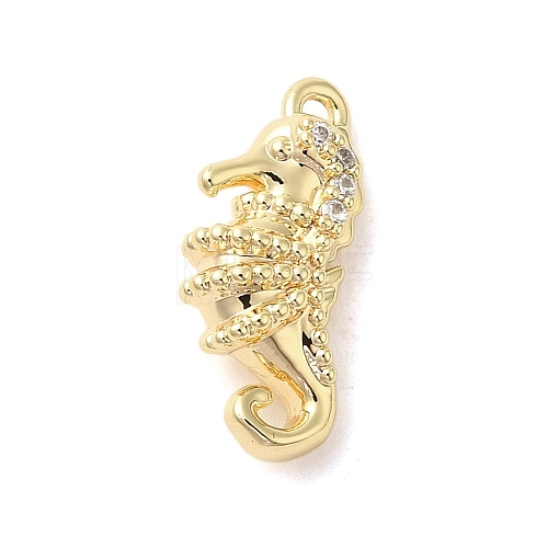 Marine Animal Theme Golden Brass Micro Pave Clear Cubic Zirconia Pendants KK-U031-01G-04-1