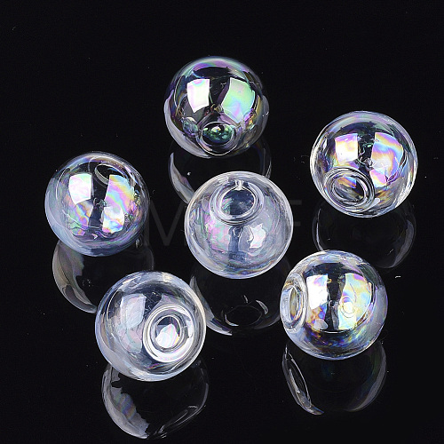 Round Handmade One Hole Blown Glass Globe Ball Bottles X-BLOW-R002-18mm-AB-1