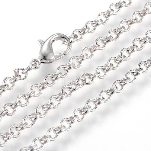 Iron Rolo Chains Necklace Making MAK-R015-45cm-P-1