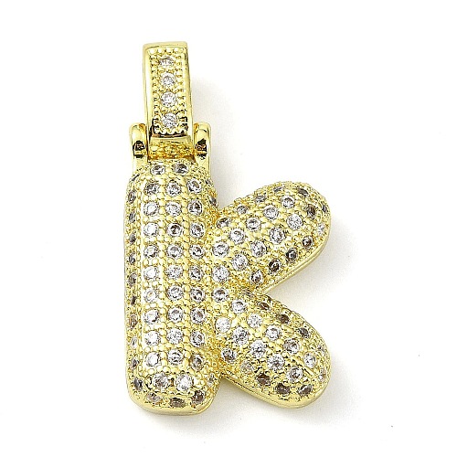 Brass Micro Pave Clear Cubic Zirconia Pendants KK-M279-01G-K-1