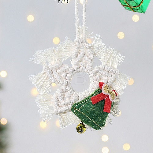 Christmas Theme Snowflake Knitting Pendant Decorations DIY-TAC0016-16-1