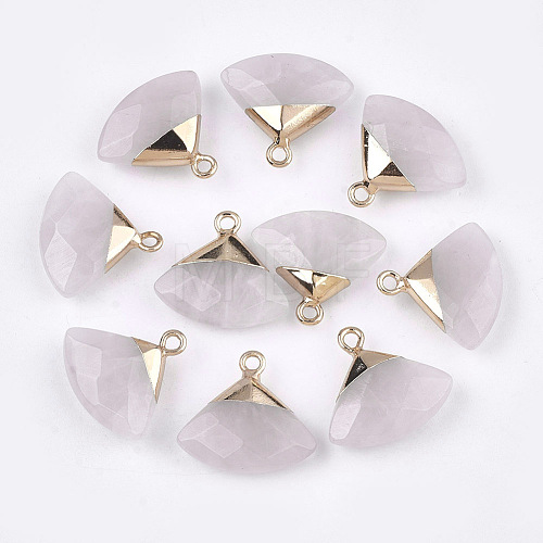 Electroplate Natural Rose Quartz Pendants G-T112-04I-1