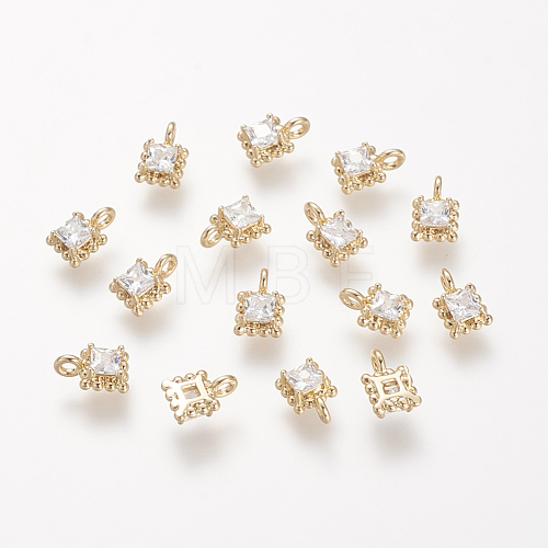 Brass Cubic Zirconia Pendants KK-T014-67G-1