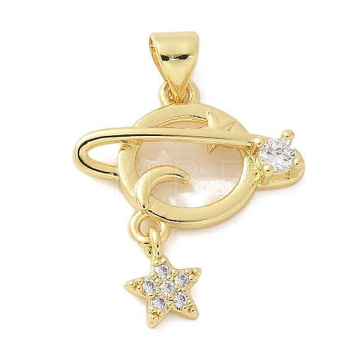 Brass Micro Pave Cubic Zirconia Pendants KK-K298-19G-02-1