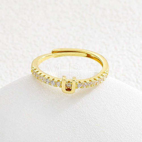 Adjustable Brass Micro Pave Clear Cubic Zirconia Finger Rings for Women FS-WG712C8-21-1