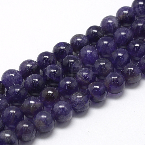 Natural Amethyst Beads Strands X-G-R446-8mm-21-1