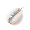 6Pcs 6 Styles Natural Cowrie Shell & Glass Seed Beads Pendants PALLOY-JF02759-06-4