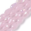 Opaque Solid Color Electroplate Glass Beads Strands LS-EGLA-N013-J8mm-B01-1