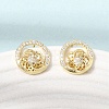 Brass Micro Pave Cubic Zirconia Stud Earrings for Women CU-CBAFF5B-11G-3