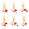 Flower & Mushroom Alloy Enamel Pendant Decorations HJEW-YW00055-01-2