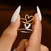Irregular Double Heart 925 Sterling Silver Stackable Finger Rings for Women DW2837-3-3