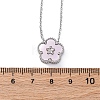 304 Stainless Steel Pave Natural Pink Shell Flower Pendant Necklaces for Women NJEW-U032-16P-01-5