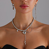 Alloy Crystal Rhinestone Star Heart Pendant CCB Plastic Round Beaded Necklaces for Women WGF75AC-01-2
