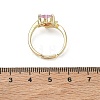 Adjustable Brass Finger Rings with Pink Heart Cubic Zirconia for Valentine's Day CU-CBA7E55-11G-5