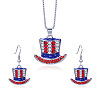 Independence Day Zinc Alloy Enamel & Rhinestone Pendant Necklaces & Dangle Earrings Sets FS-WG64DB3-08-1