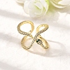 Brass Micro Pave Cubic Zirconia Cuff Rings for Women RJEW-F188-01G-1