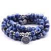 Bohemian Styles Natural Round Blue Spot Jasper Beaded Stretch Bracelets for Women Men XW1500-14-1