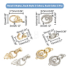 8Pcs 4 Styles Flat Round & Butterfly Brass Clear Cubic Zirconia Fold Over Clasps KK-DC0001-64-2