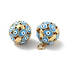 Round with Evil Eye Brass Enamel Pendants KK-G419-15G-02-3