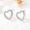 Heart Brass Micro Pave Cubic Zirconia Ear Studs EJEW-D304-40P-5