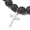 Natural Lava Rock Beads Stretch Bracelets BJEW-JB13252-01-3