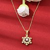 Christmas Snowflake Brass Micro Pave Cubic Zirconia Pendants Necklaces NJEW-L468-01G-A01-2