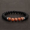 8MM Dyed Natural Imperial Jasper and Frosted Black Round Beaded Stretch for Men DZ7575-4-1