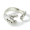 Cat Alloy Open Cuff Rings RJEW-K275-47AS-2