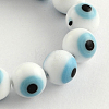 Round Handmade Evil Eye Lampwork Beads Strands LAMP-R114-8mm-07-1