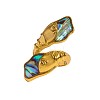 304 Stainless Steel & Natural Paua Shell Cuff Open Rings WG70E7E-01-6