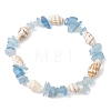 4Pcs Natural Mixed Gemstone & Sea Shell Beads Stretch Bracelets for Women BJEW-TA00710-3